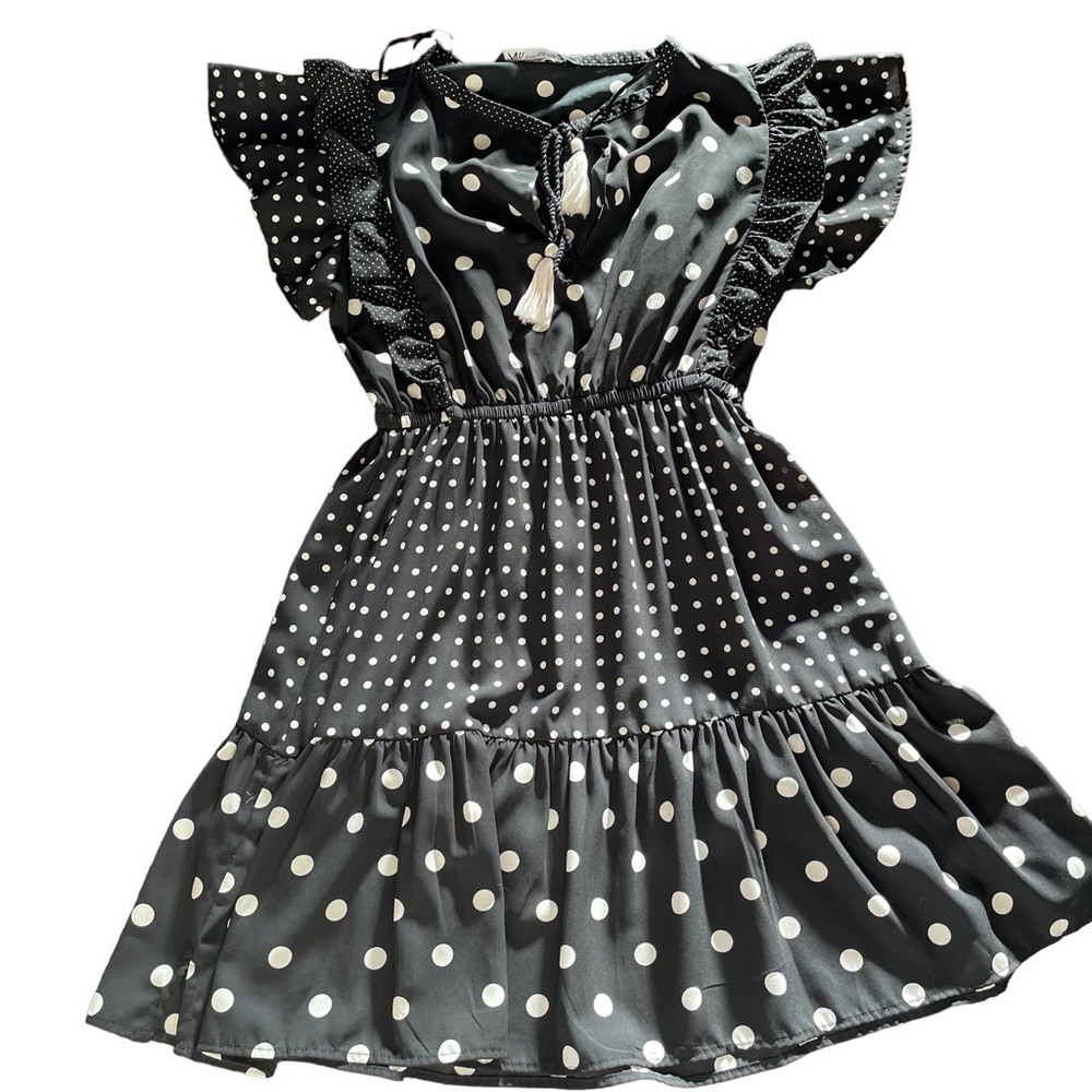 ZARA POLKA DOTS DRESS BLACK XS